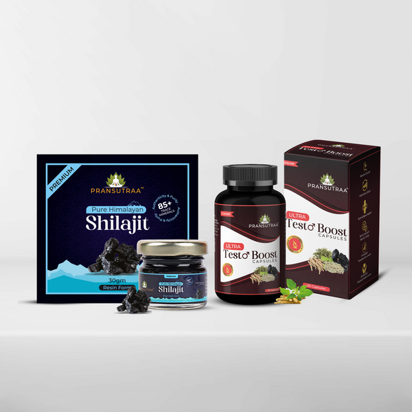 Combo Pack of Pure Himalayan Shilajit Resin 30g & Ultra Testoboost 30 Capsules